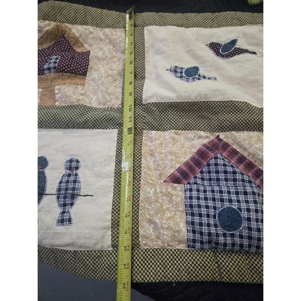 Handmade Quilted Birdhouse Decorative Pillow Sham Cover Country Farmhouse